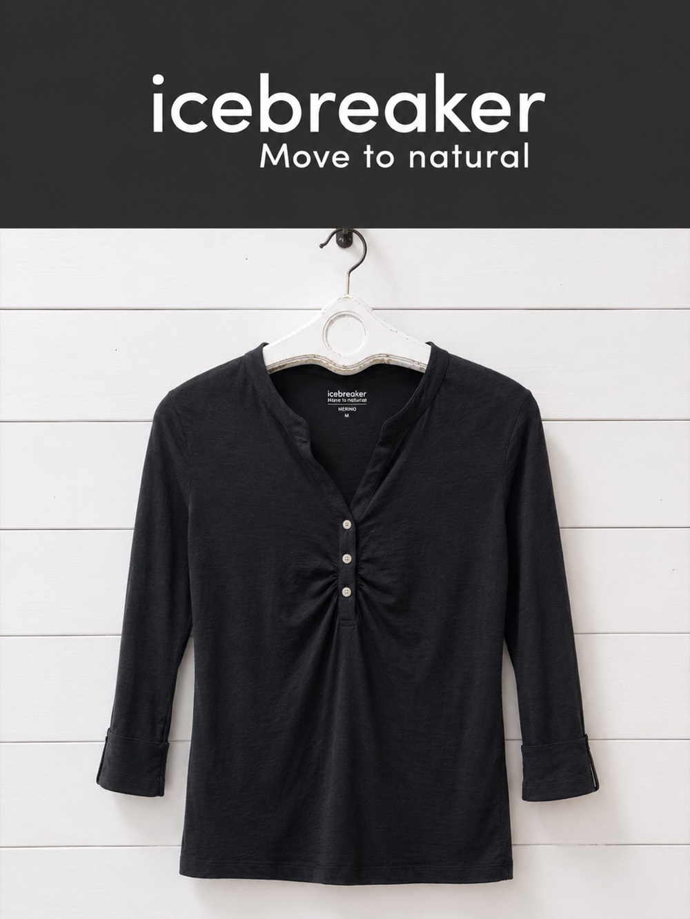 Icebreaker Pure Merino Superfine Ultralite Henley Top Size M